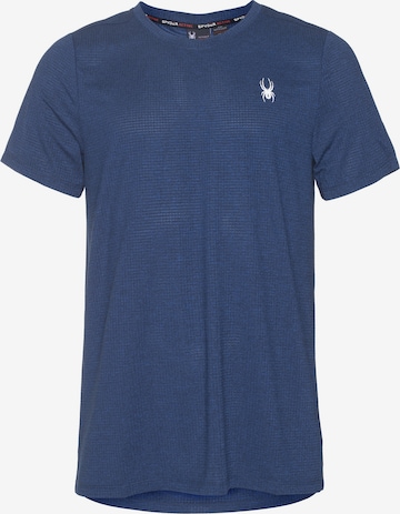 T-Shirt fonctionnel Spyder en bleu : devant