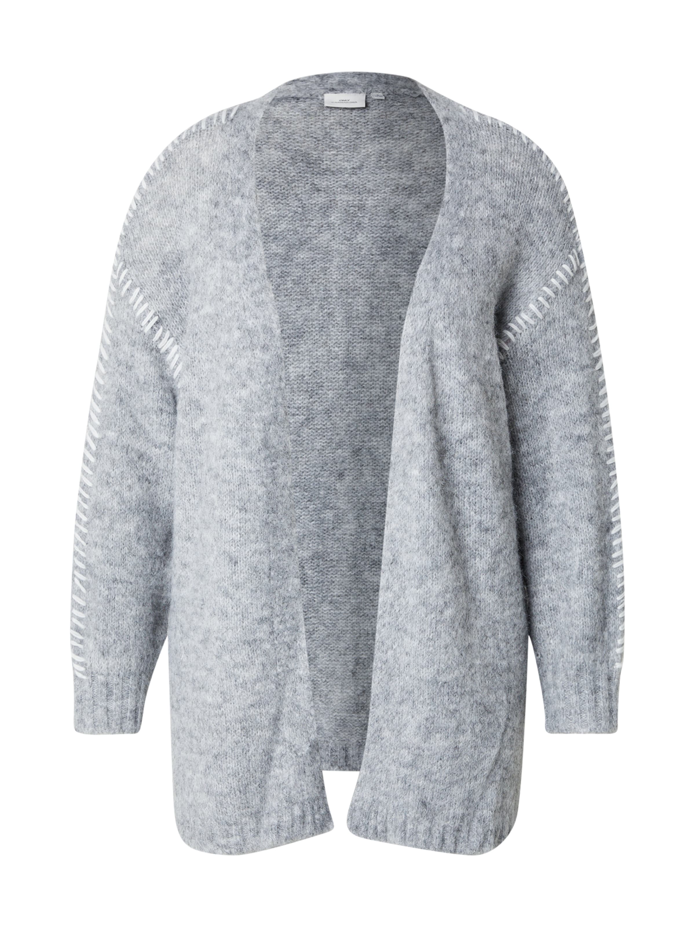 ONLY Carmakoma Плетена жилетка 'CARZOLINA' в сиво: отпред