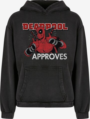 Felpa 'Deadpool - Approves' di ABSOLUTE CULT in nero: frontale