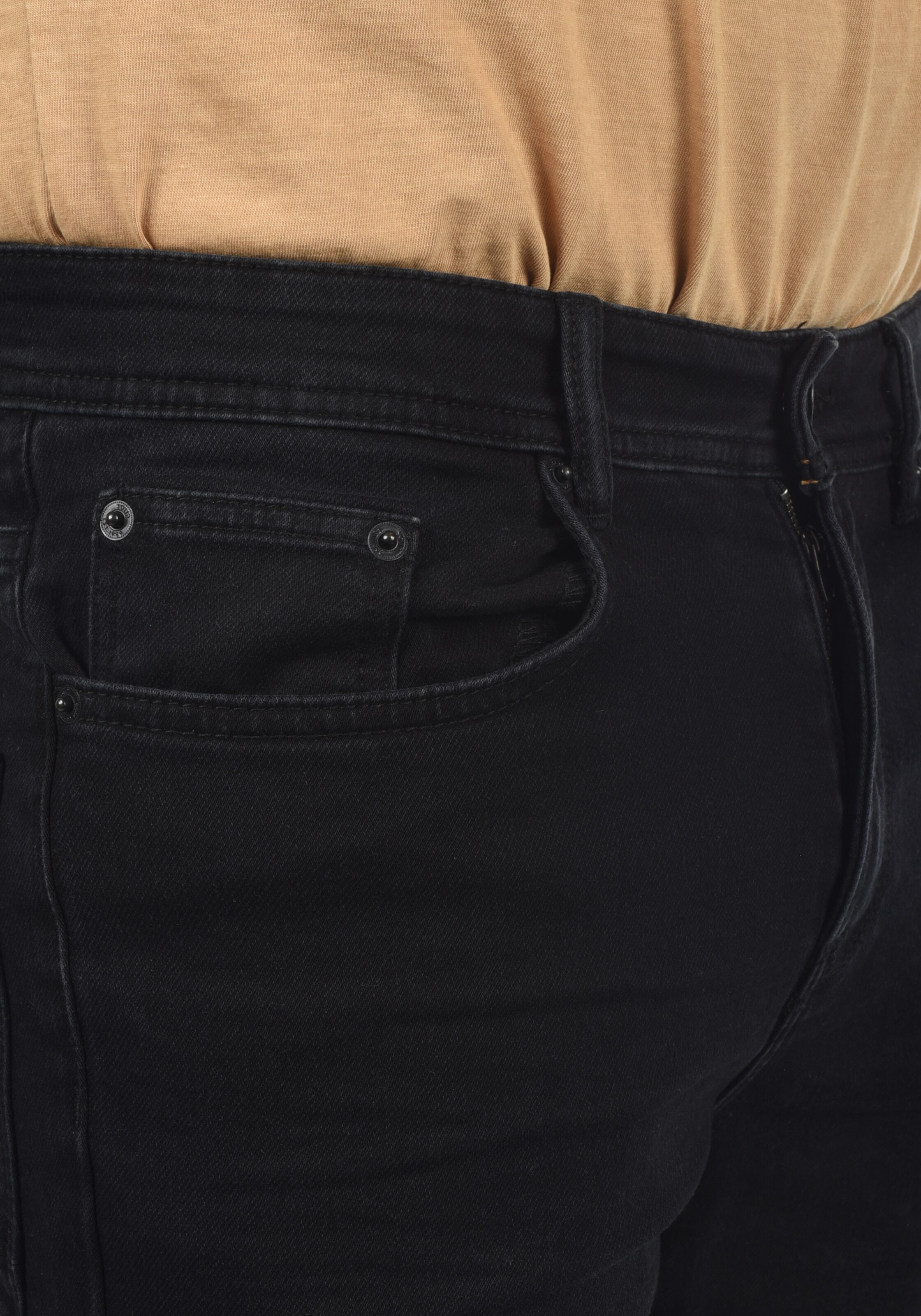 Männer Große Größen  Solid Jeansshorts in Schwarz - AF16286