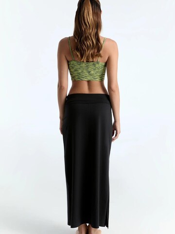 Leela COTTON Skirt 'Damen Bio-Baumwoll-Maxirock mit Schlitzen' in Black