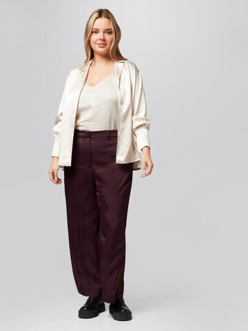 A LOT LESS Loose fit Trousers with creases 'Maggie' in Brown