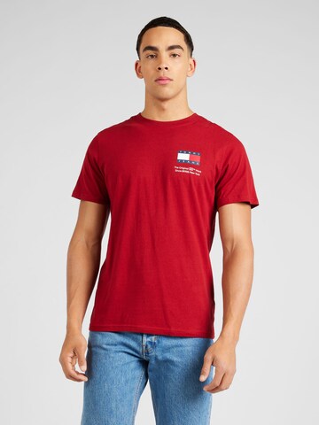 Tommy Jeans Koszulka 'ESSENTIAL' w kolorze czerwony: przód