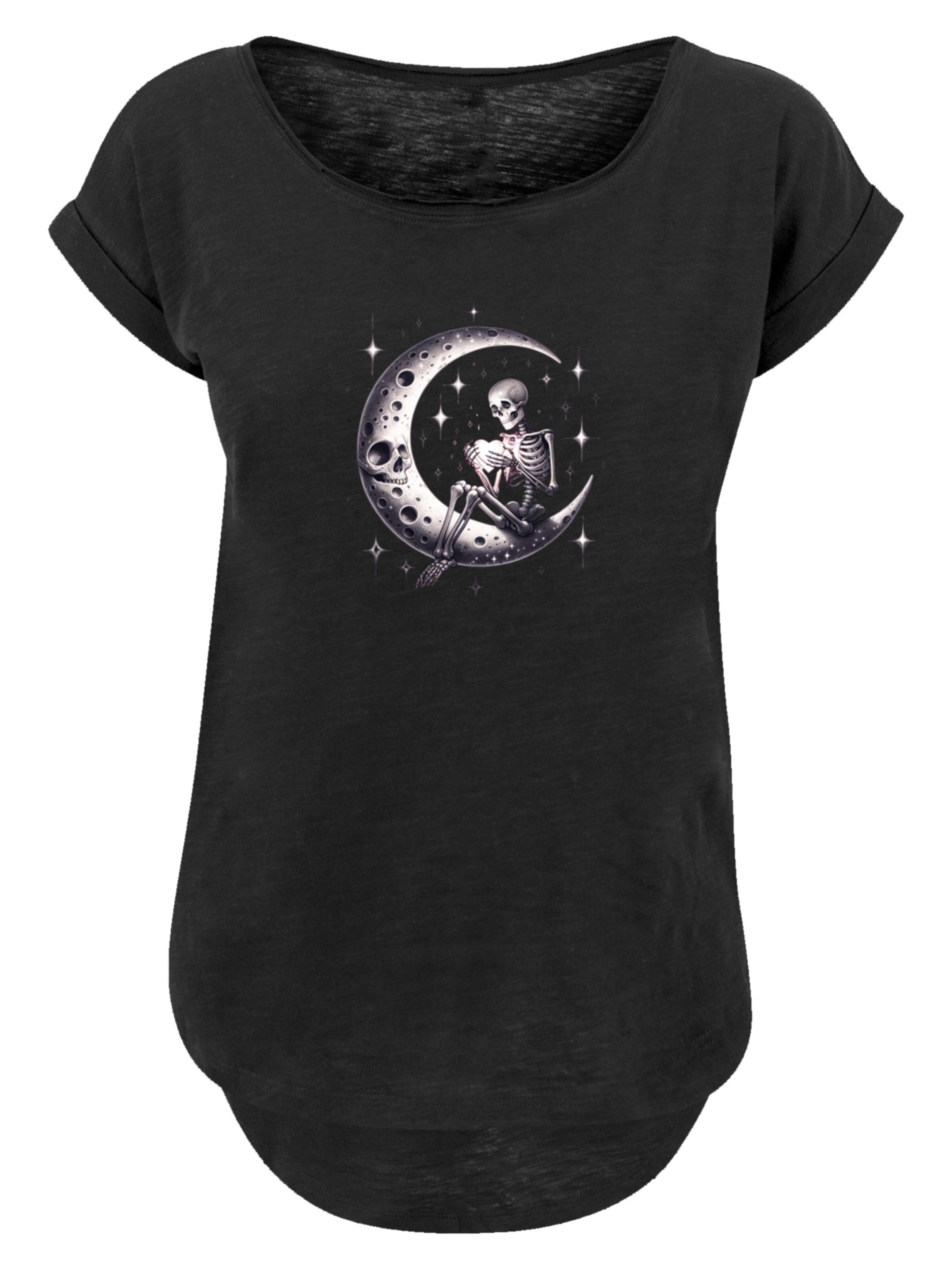 F4NT4STIC Shirt 'Gothic Valentinstag Skelett Mond' in Zwart: voorkant