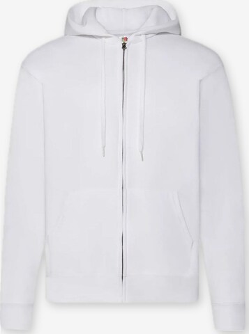 Giacca di felpa 'Zip Hoodie' di FRUIT OF THE LOOM in bianco: frontale