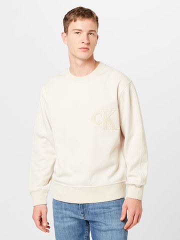 Calvin Klein Jeans Sweatshirt 'Chenille' in Beige: predná strana