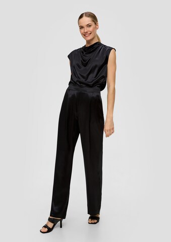 s.Oliver BLACK LABEL Wide leg Bandplooibroek in Zwart