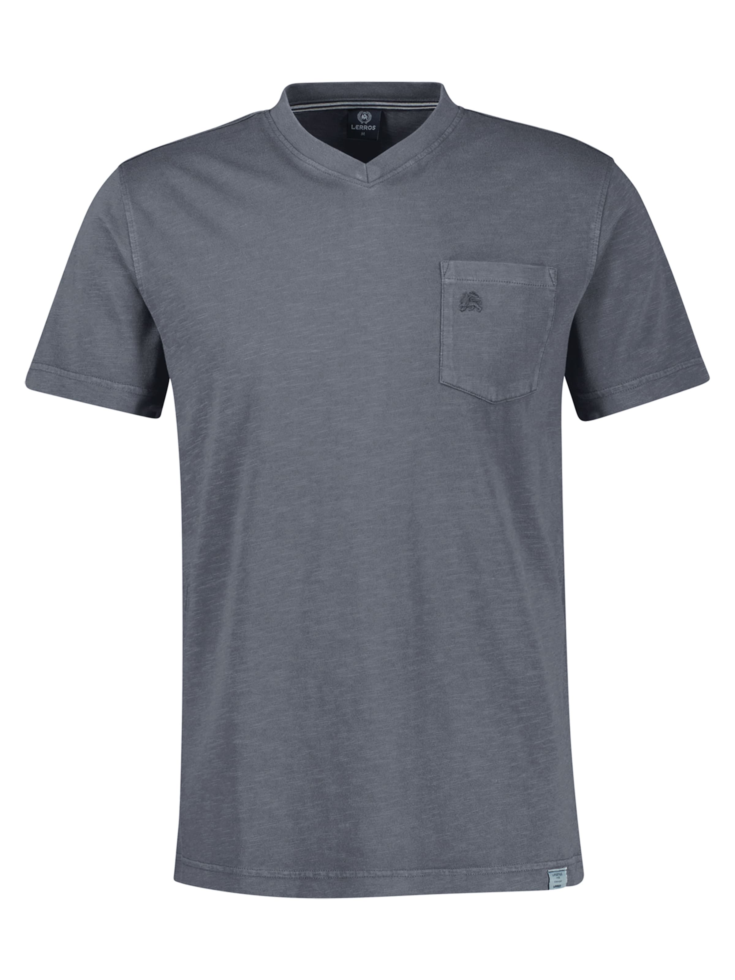 LERROS T-Shirt mit sportlichem V-Ausschnitt aus reiner Baumwolle in Grau: Vorderseite