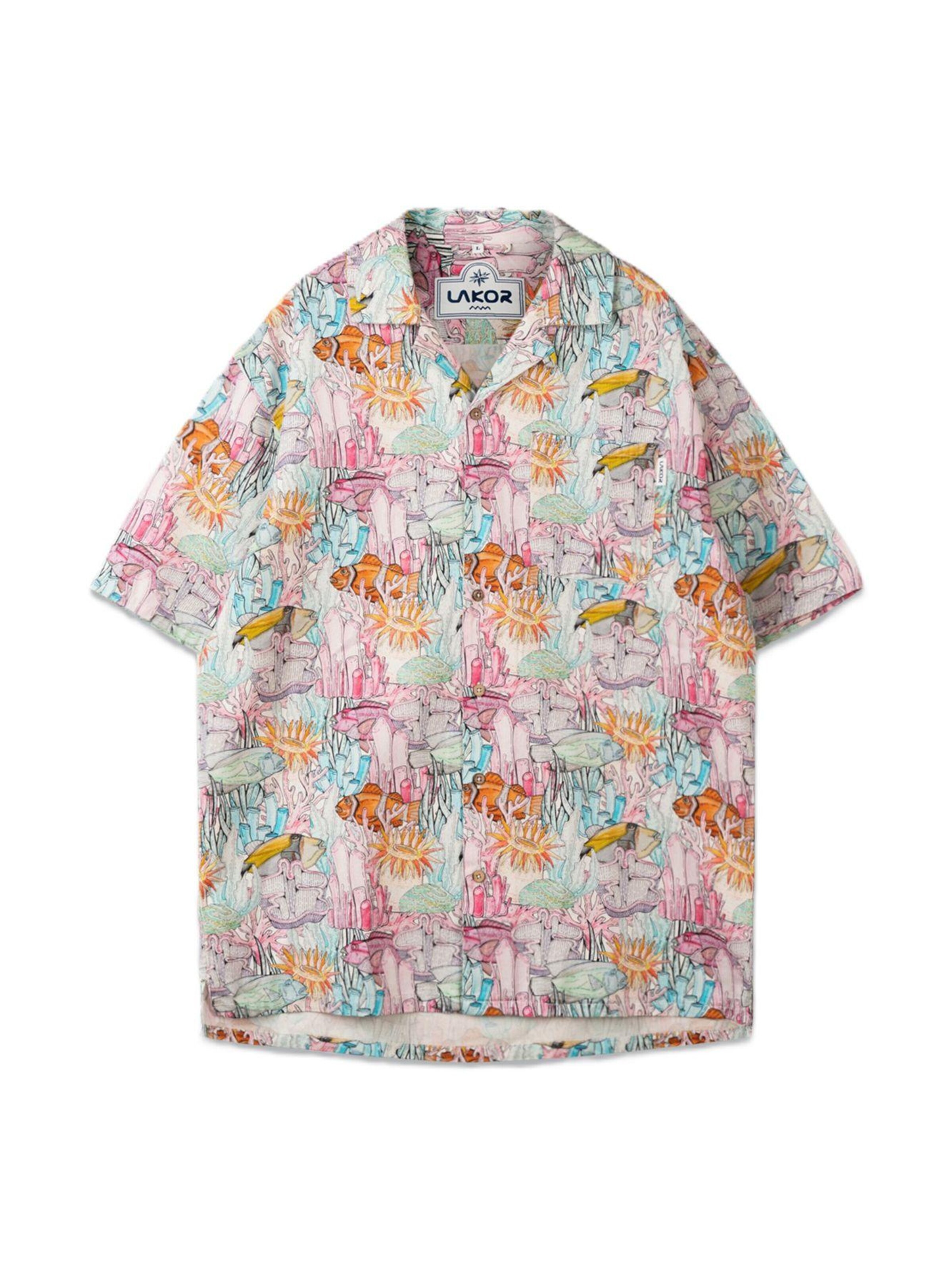 Lakor Regular fit Button Up Shirt 'Underwater Garden' in Mixed colors: front