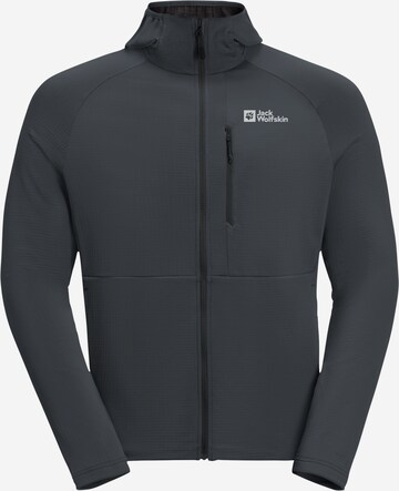 JACK WOLFSKIN Athletic Zip-Up Hoodie 'KOLBENBERG' in Grey: front