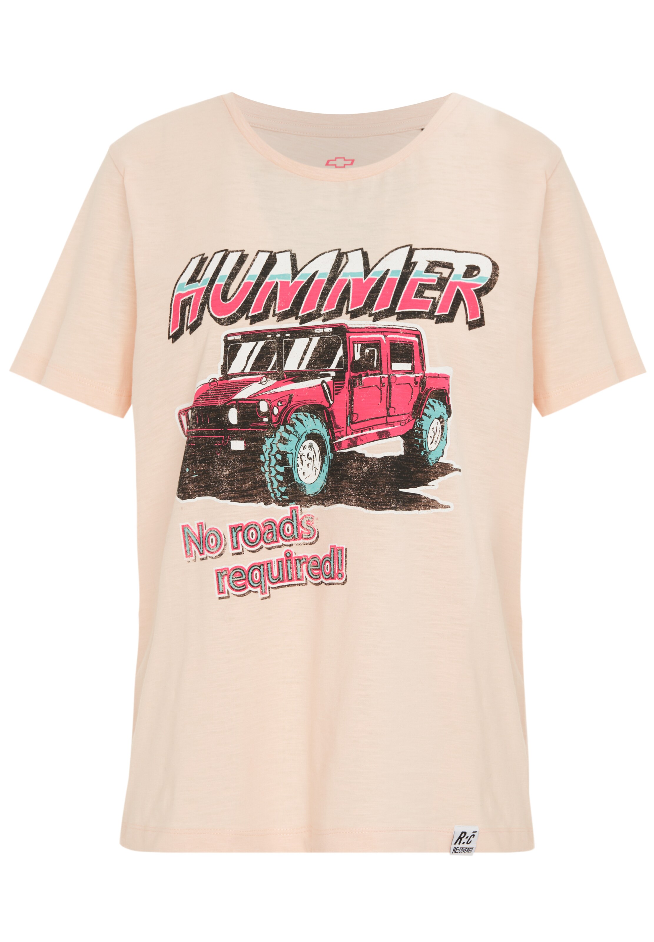 Recovered T-Shirt 'No Roads Required Hummer' in Rot: Vorderseite