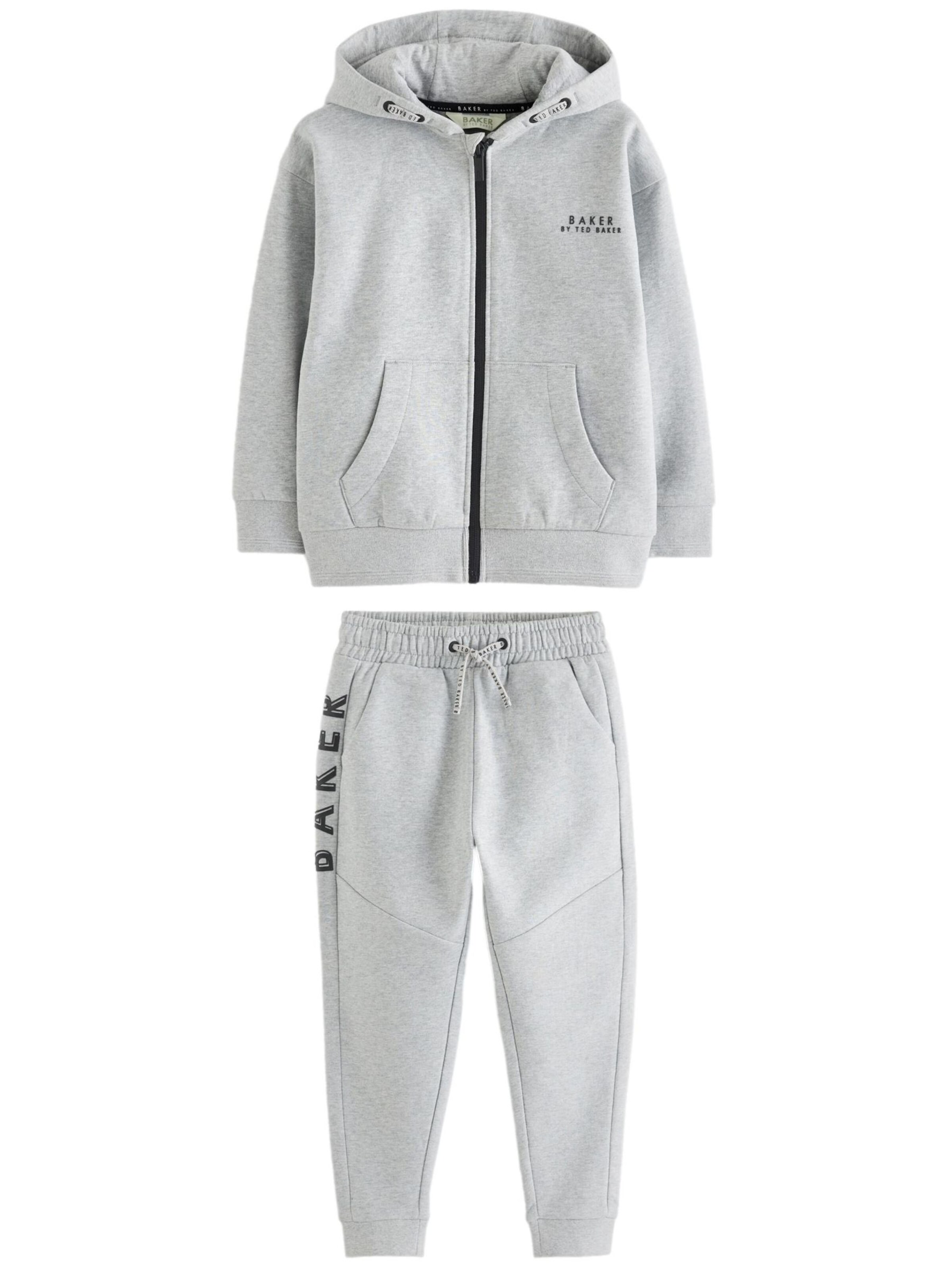 Baker by Ted Baker Set: Jogginganzug und Kapuzenjacke in Grau: Vorderseite