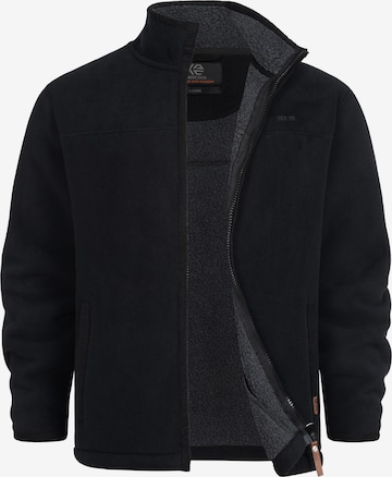 INDICODE JEANS Fleecejacke 'Emilos' in Schwarz: Vorderseite