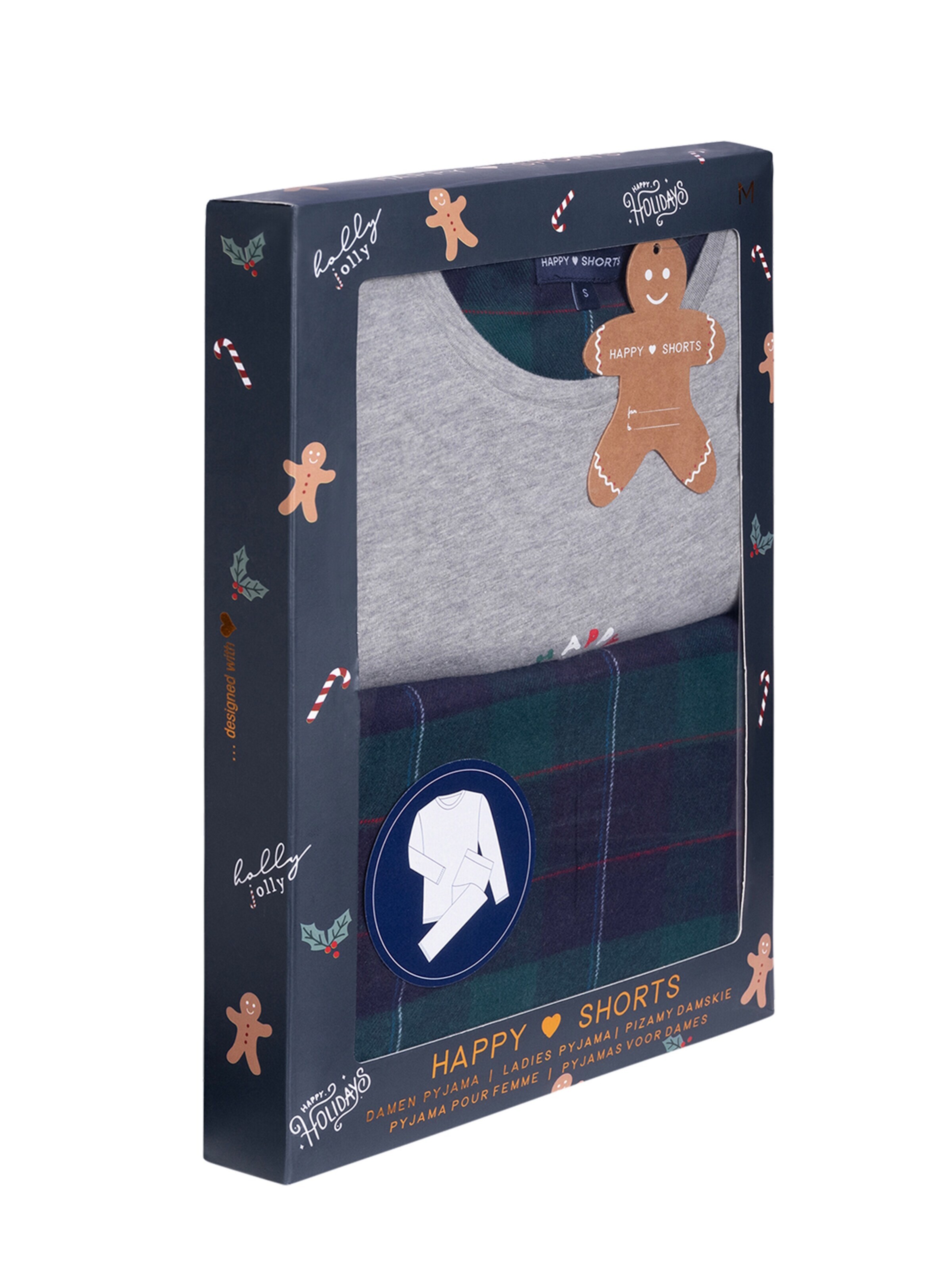 Happy Shorts Pyjama 'Christmas Giftbox'‌‌‌‌ in Grau
