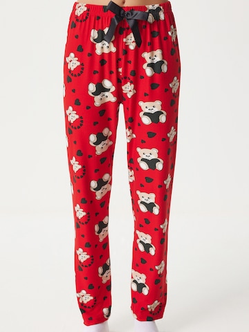 Pantaloni de pijama de la Happiness İstanbul pe roșu: față