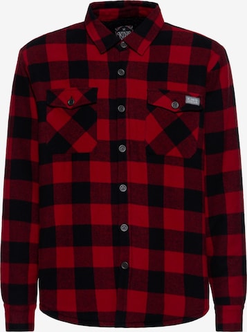 King Kerosin Button Up Shirt in Red: front