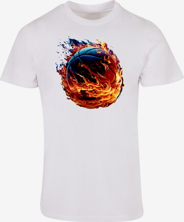 T-Shirt 'Basketball Sports Collection On FIRE' F4NT4STIC en blanc : devant