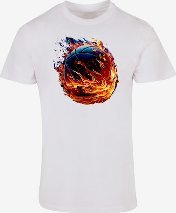 F4NT4STIC T-Shirt 'Basketball Sports Collection On FIRE' in Weiß: predná strana