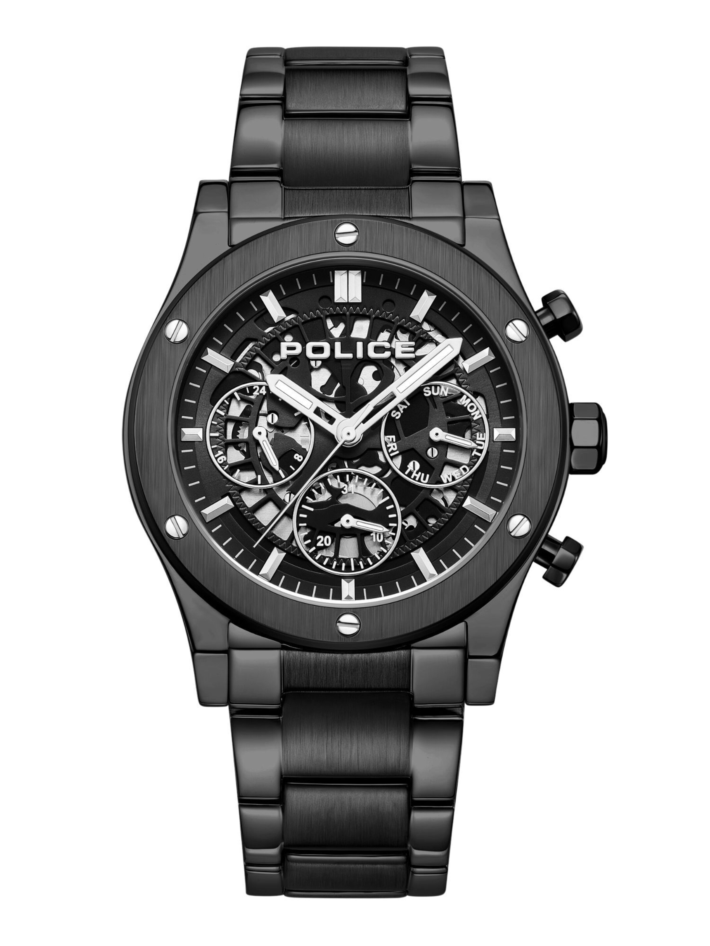 POLICE Analoog horloge 'Knotty' in Zwart: voorkant