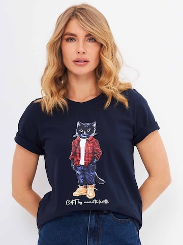 CAT by Maniita Lacitta T-Shirt 'COUNTRY CAT' in Blau: Vorderseite