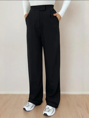 Hiccup Wide leg Bandplooibroek in Zwart: voorkant