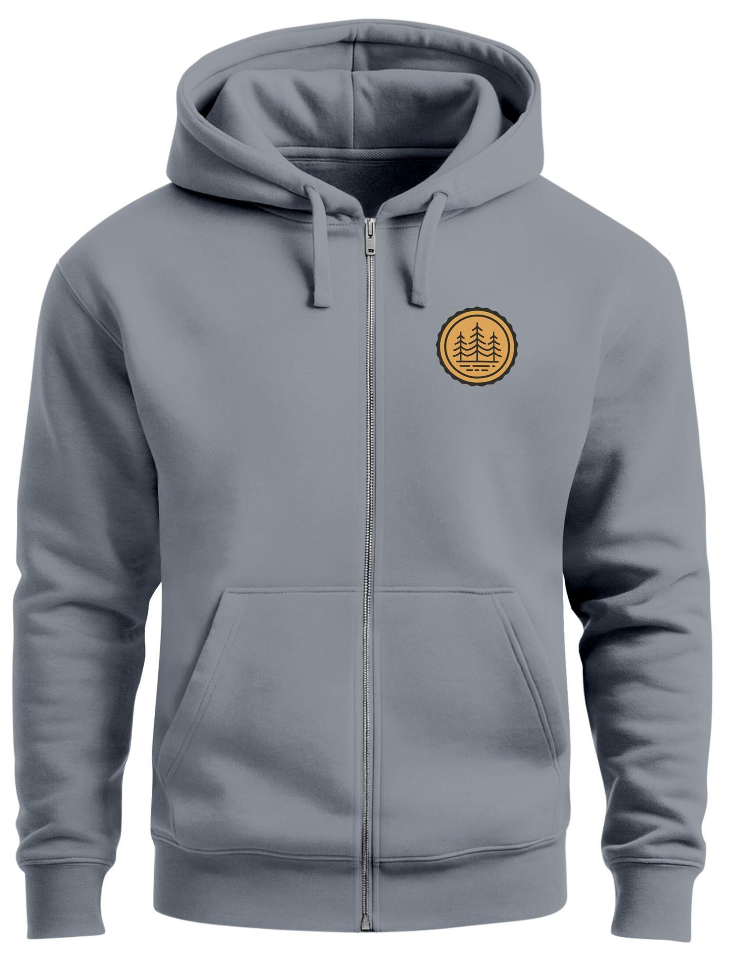 Neverless Sweatjacke 'Bäume Badge'‌‌‌‌‌‌‌‌‌ in Grau: Vorderseite