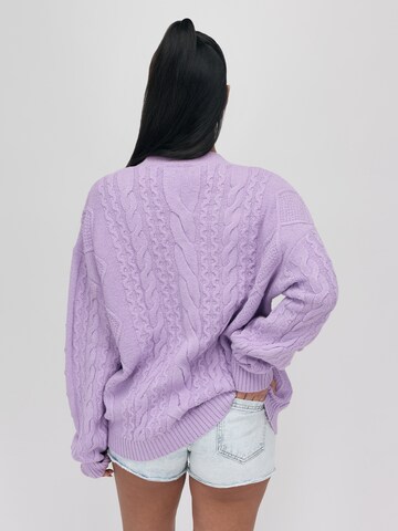 UNFOLLOWED x ABOUT YOU Knit Cardigan 'SOFT' in Purple: back