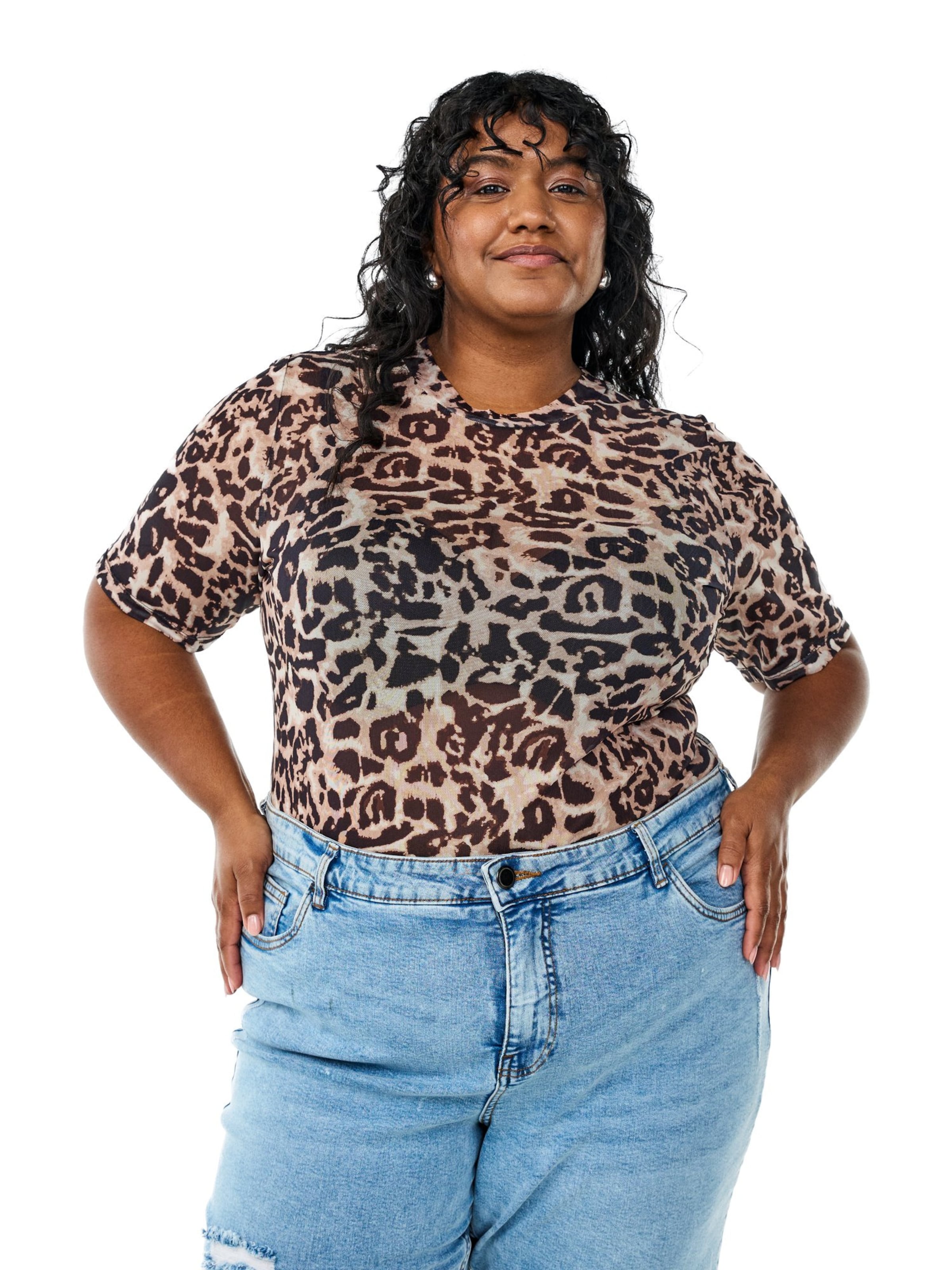 Zizzi Bluse 'EULLA' in Braun: Vorderseite