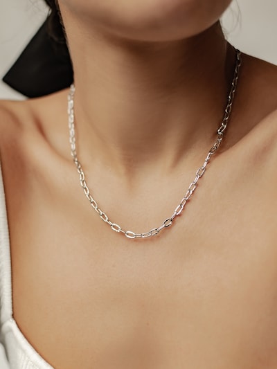 Hey Happiness Cadena 'Textured Link' en Onesize en plata, Vista del producto