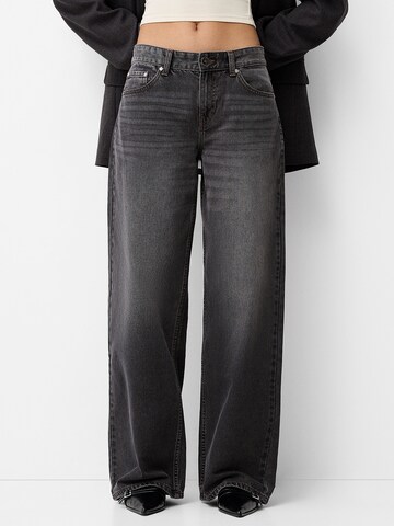 Wide Leg Jean Bershka en gris : devant
