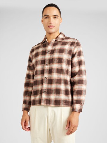 Pepe Jeans Regular fit Button Up Shirt 'CHAENDLER' in Brown: front