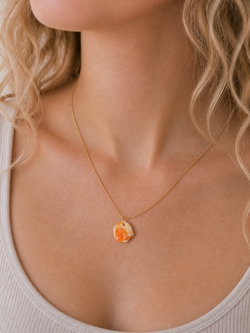 Fräulein Wunder - Colar 'Acetat Alice Gold' em laranja: frente