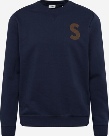 Sweat-shirt !Solid en bleu : devant