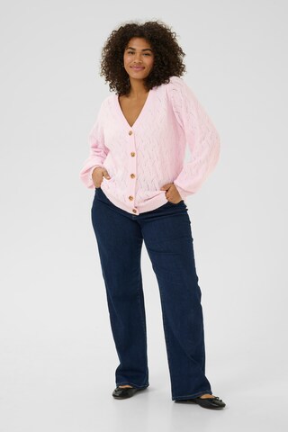 KAFFE CURVE Gebreid vest 'Anita' in Roze