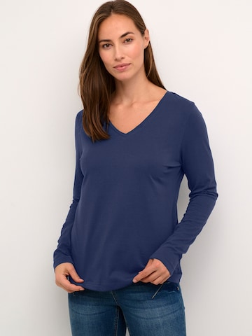 Cream T-shirt 'Naia' i blå: framsida