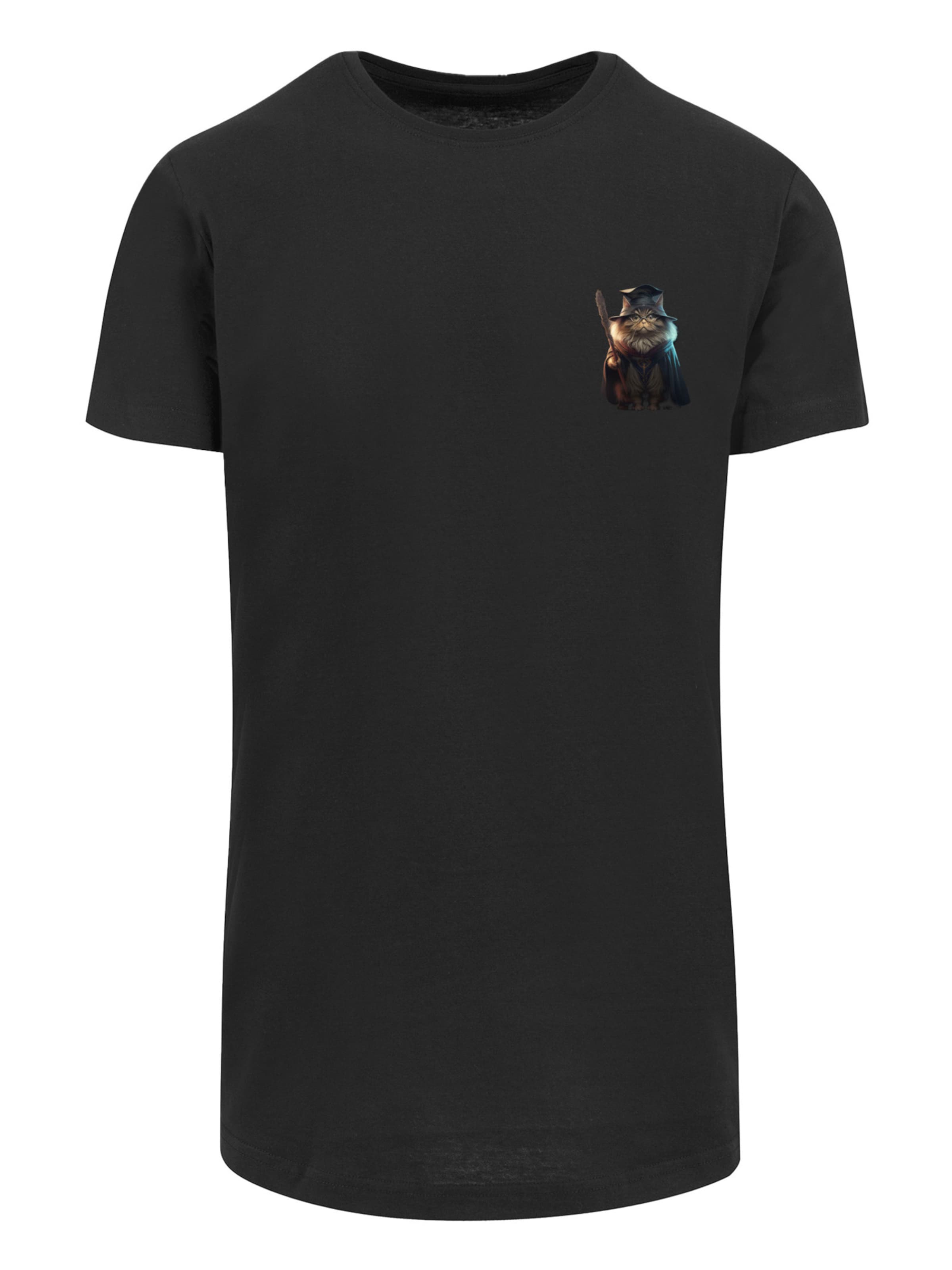 F4NT4STIC T-Shirt 'Animal Galore collection - Wizard cat' in Schwarz: Vorderseite