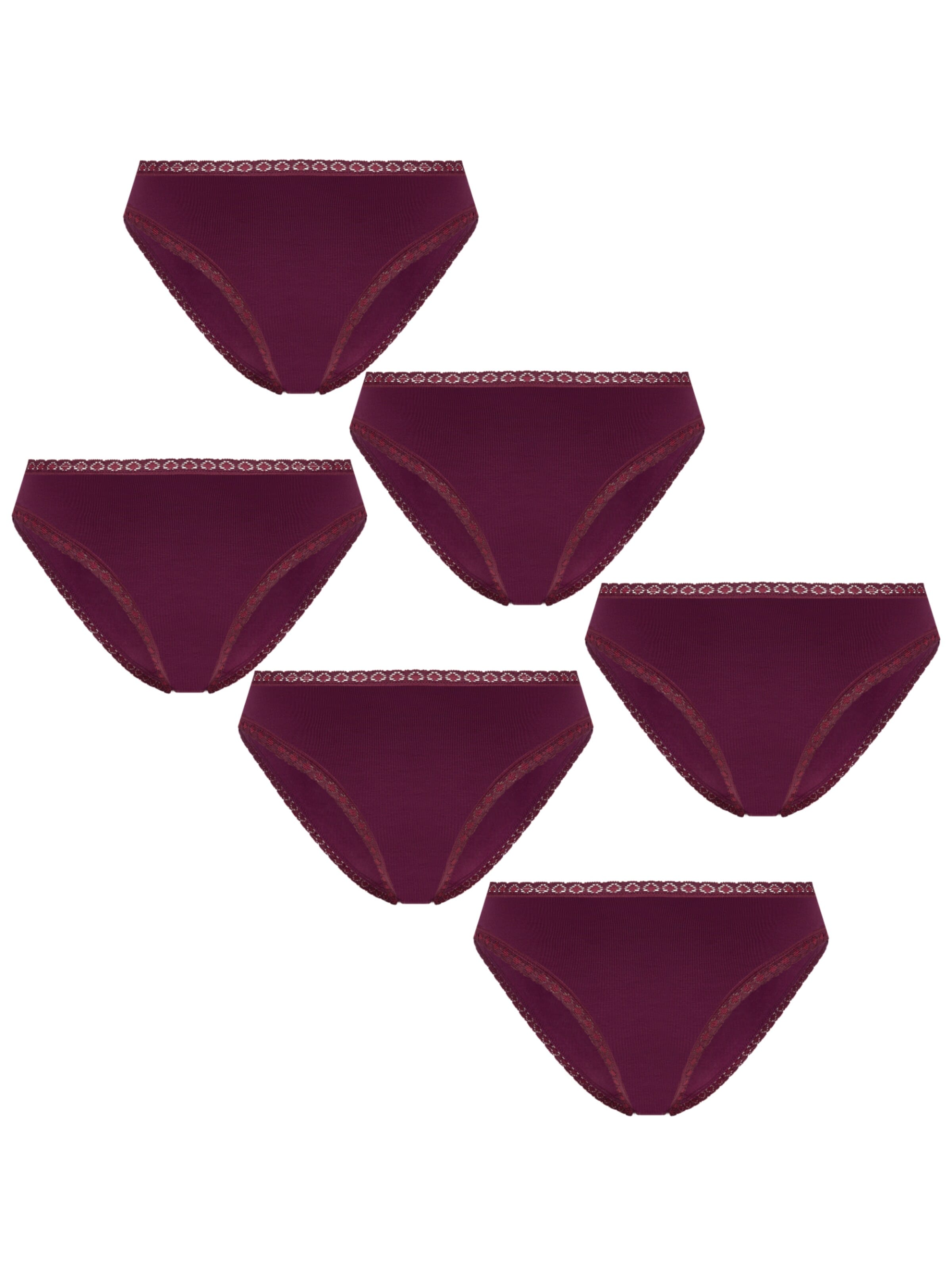 Albero Natur Panty 'Bio-Baumwoll-Slip mit Spitze – 6er Pack' in Purple: front