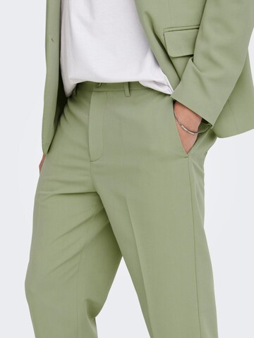 Only & Sons Regular Trousers with creases 'Eve' in Green