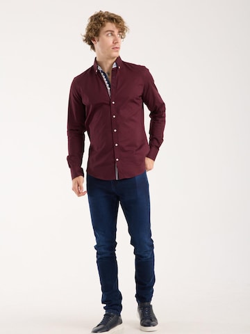 Slim fit Camicia 'Donatello Iconic Poplin Stretch Man Shirt Red' di 7Camicie in rosso