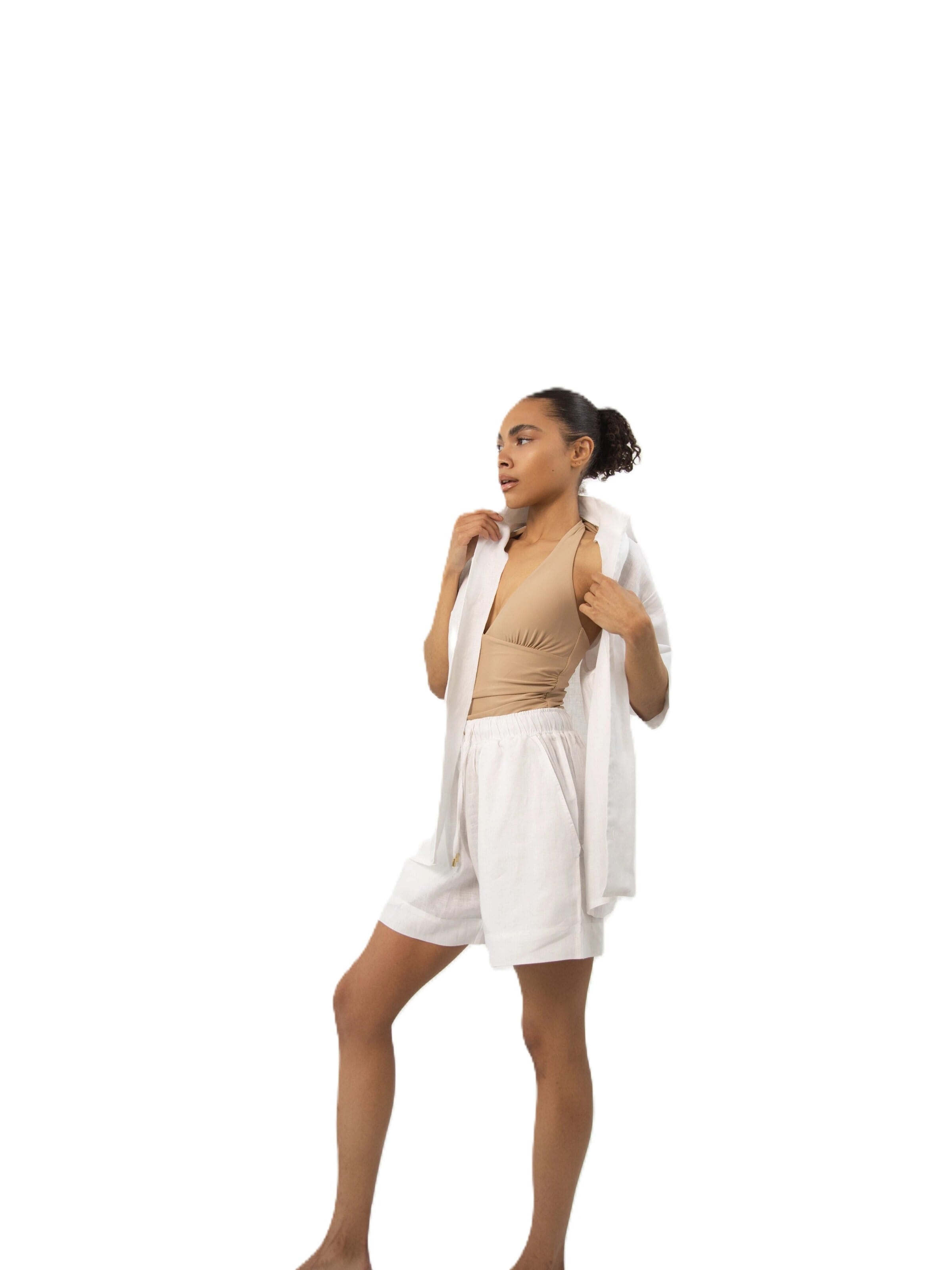 BREEZERA Wide leg Pants 'Leinenshorts' in White