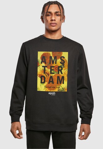 Merchcode Sweatshirt 'Apoh - Van Gogh Flowers' in Zwart: voorkant