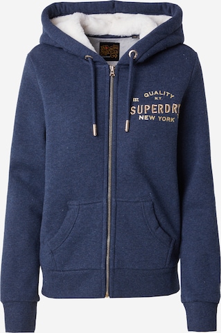 Superdry Sweatvest 'Luxe' in Blauw: voorkant