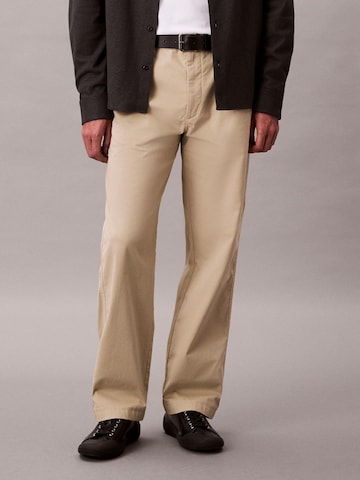 Calvin Klein Jeans Loosefit Lærredsbukser i brun: forside