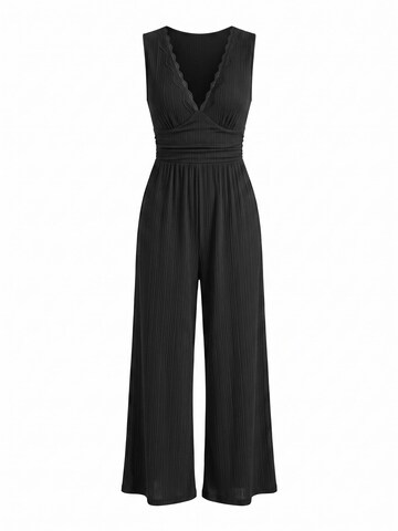 Cupshe Jumpsuit 'Lace-Trim' in Black: front