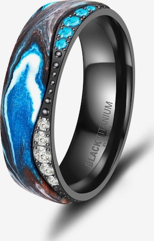 MARRYA Ring 'MARRYA BT-15 Black Titanium Ocean Blue Edition' in Blue: front