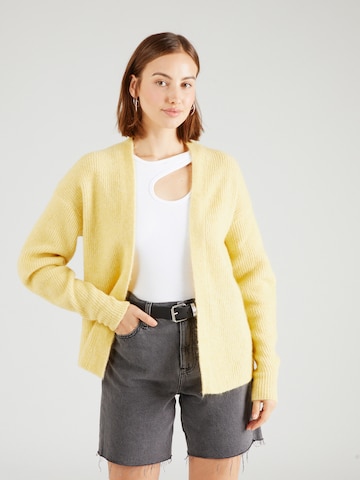 HUGO Red Knit Cardigan in Yellow: front