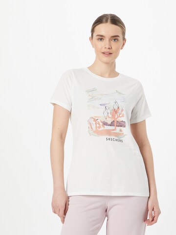 T-shirt fonctionnel SKECHERS en blanc : devant