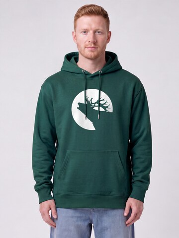 Felpa 'Röhrender Hirsch' di Watapparel in verde: frontale