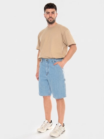 Carhartt WIP Baggy Jeans 'SINGLE KNEE SHORT BLUE HEAVY STONE BLEACHED' in Blauw: voorkant