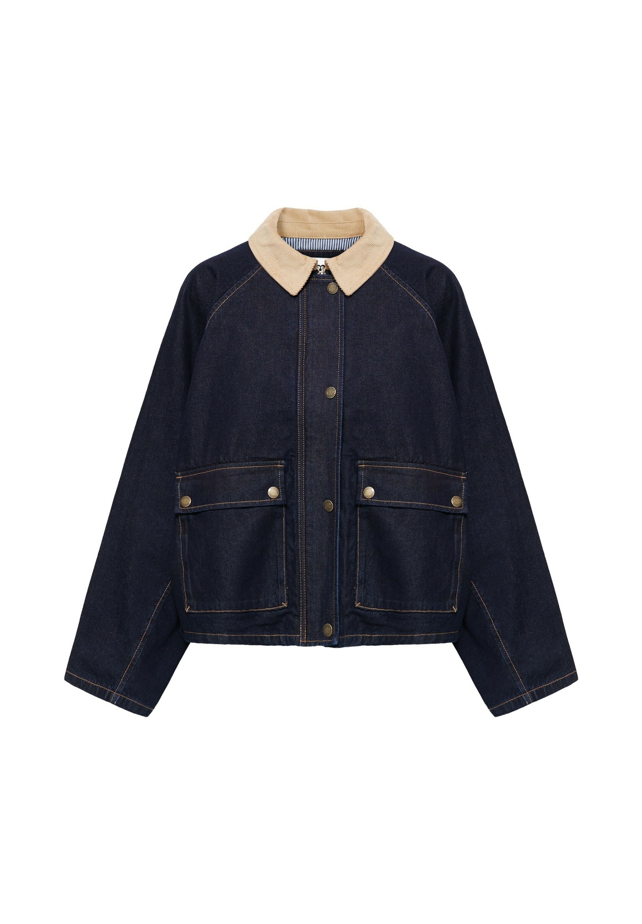 Pull&Bear Välikausitakki 'PACIFIC' koossa XS värissä beige / yönsininen, Tuotenäkymä
